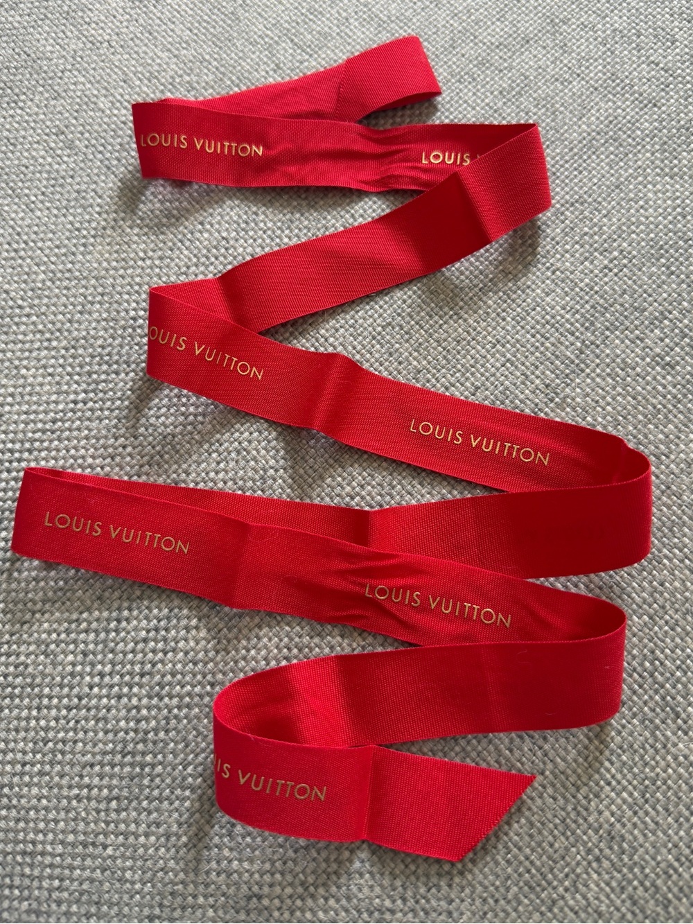 Louis Vuitton Red Ribbon with Gold Logo
